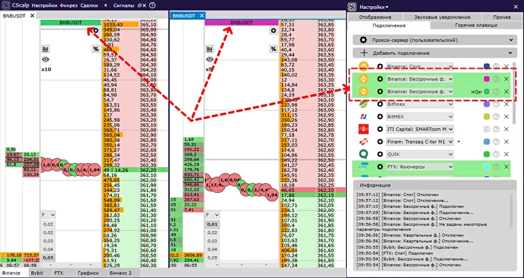CScalp, мультисчета CScalp, подключение нескольких аккаунтов к бирже, трейдинг в cscalp, скальпинг с нескольких счетов